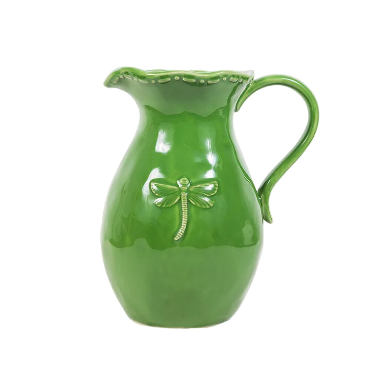 Dragonfly Stoneware Green Jug Small | French Country