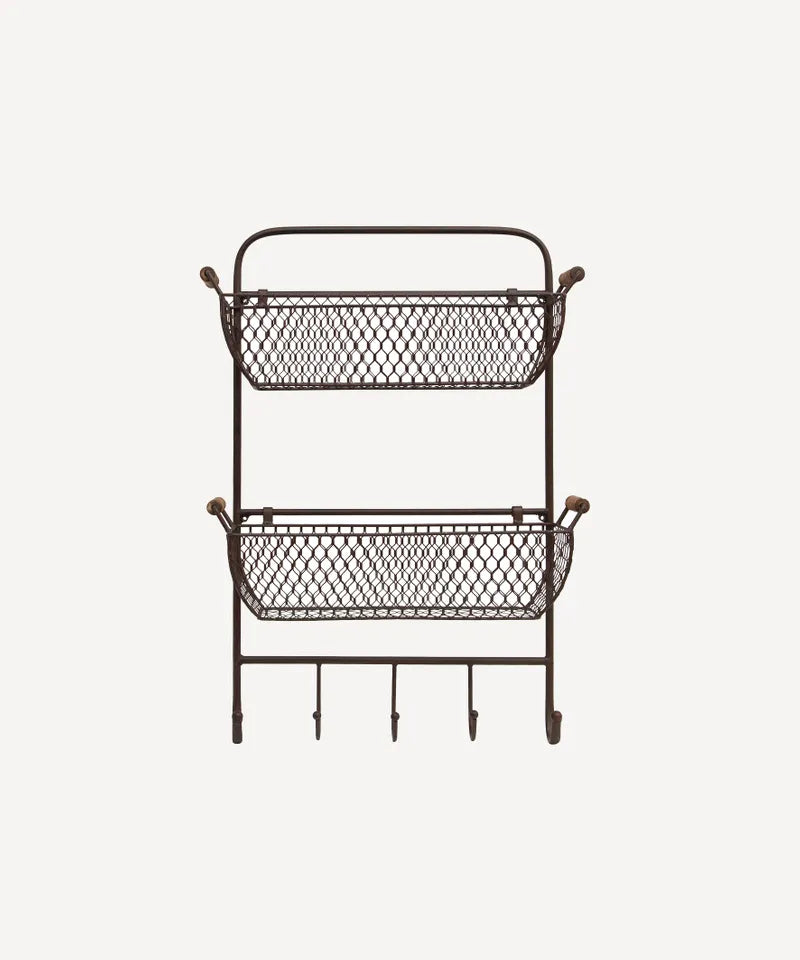 Mesh Wall Shelf - Hooks | French Country