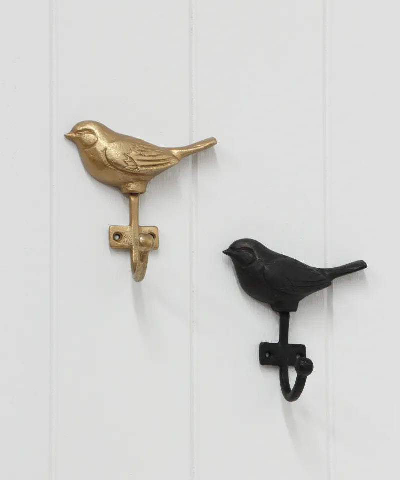 Birdie Iron Wall Hook Black | French Country
