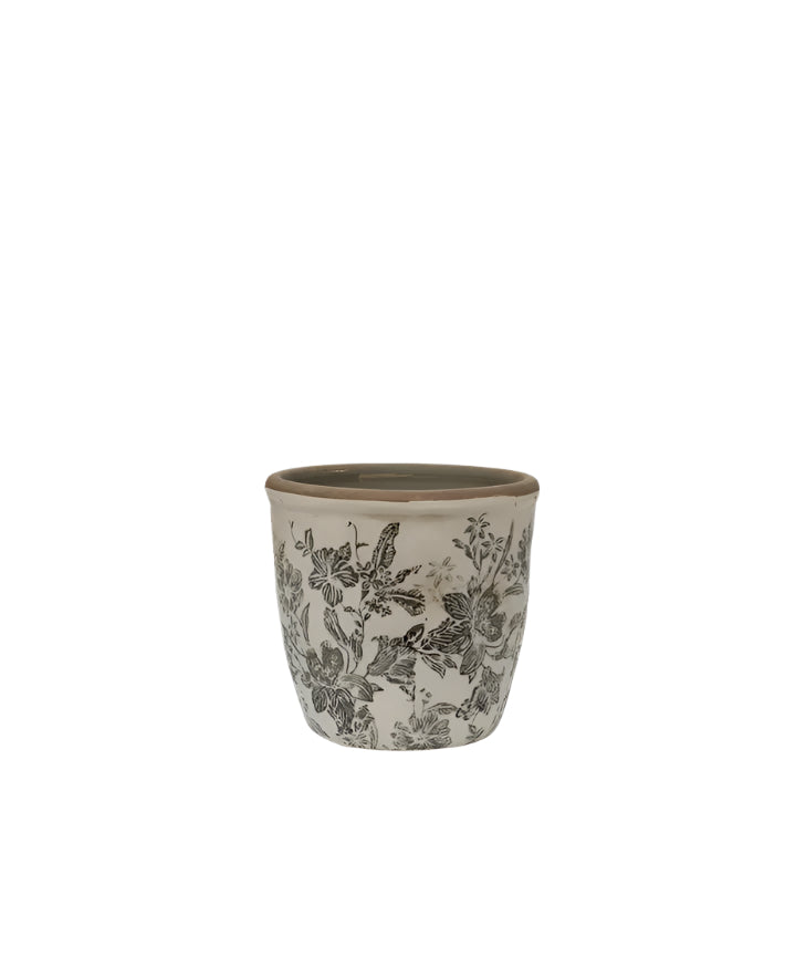 Black Floral Pot Small | French Country