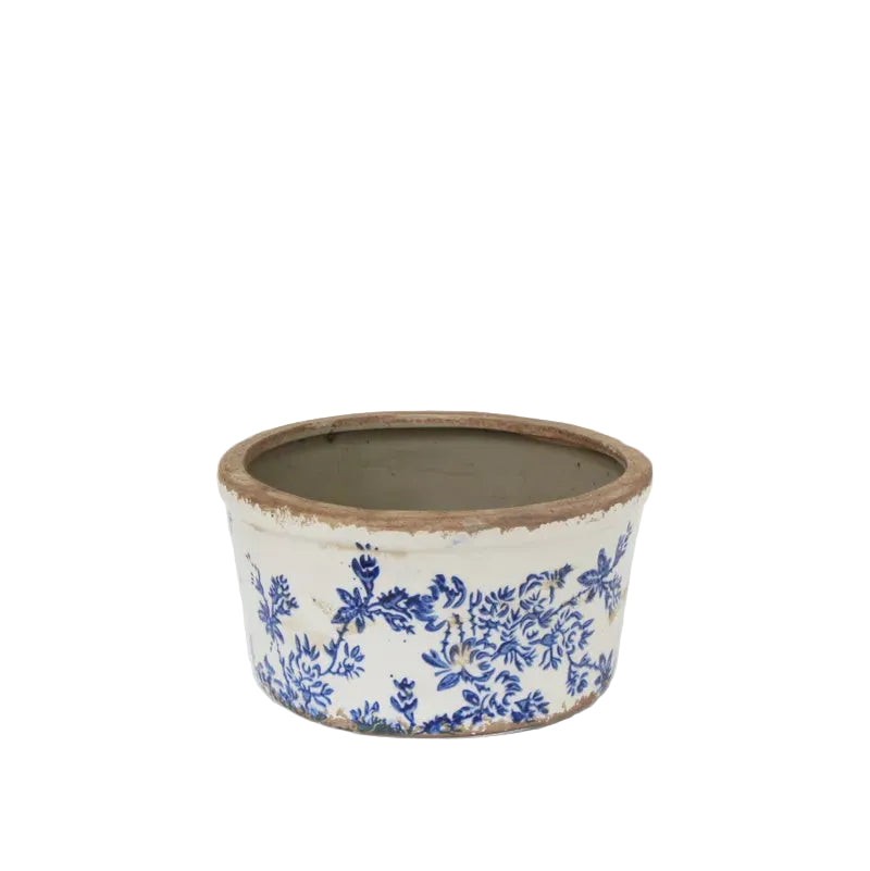 Blue Floral Wide Pot - Large | French Country