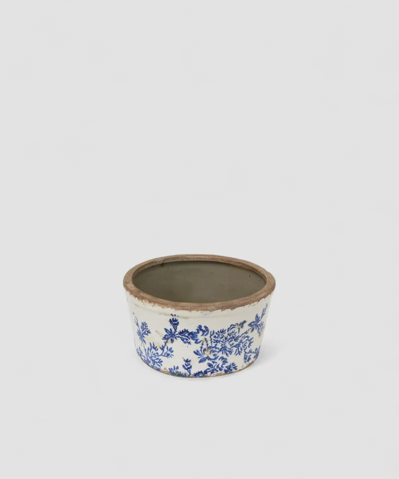 Blue Floral Wide Pot - Small | French Country