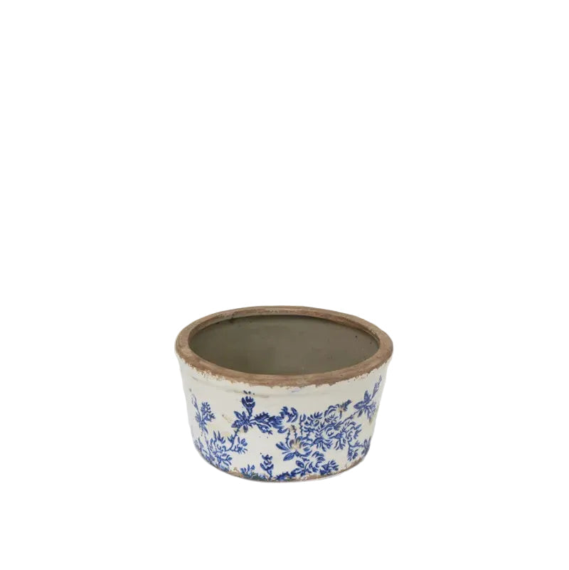 Blue Floral Wide Pot - Small | French Country