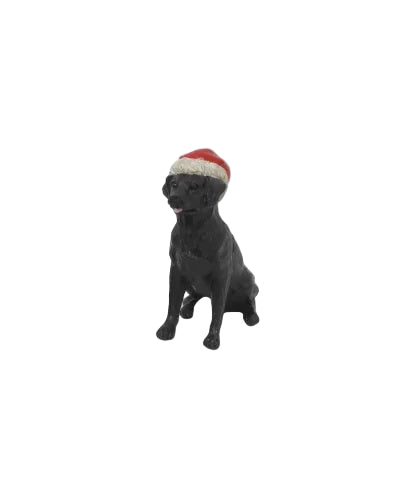 Black Dog with Santa Hat | French Country
