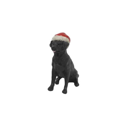 Black Dog with Santa Hat | French Country