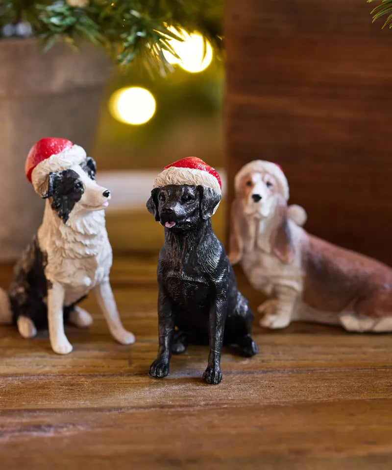 Black Dog with Santa Hat | French Country