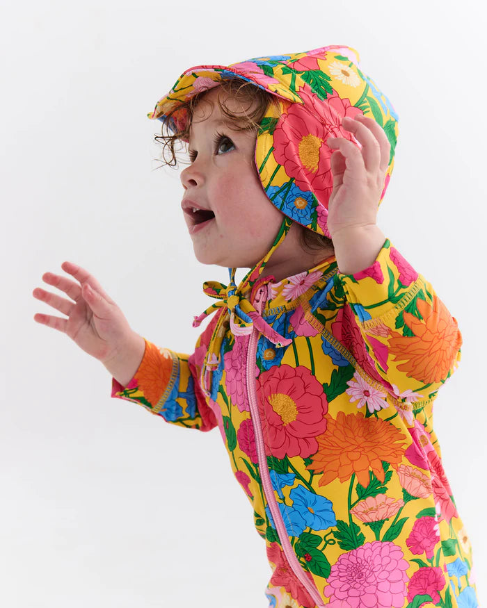 Follow The Sun Yellow Baby Long Sleeve Zip Bathers | Kip & Co