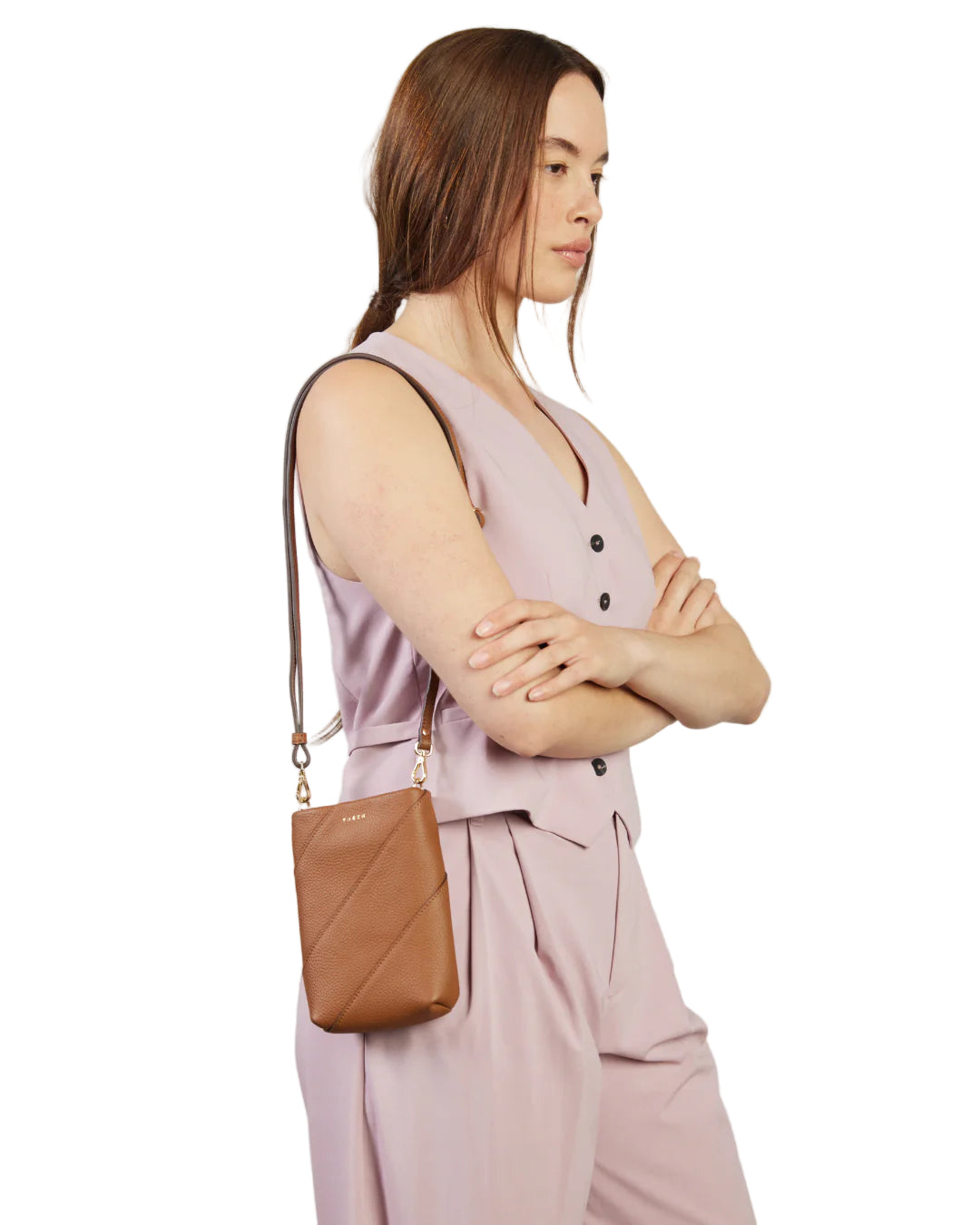 Maggie Crossbody | Tan Bias | Saben