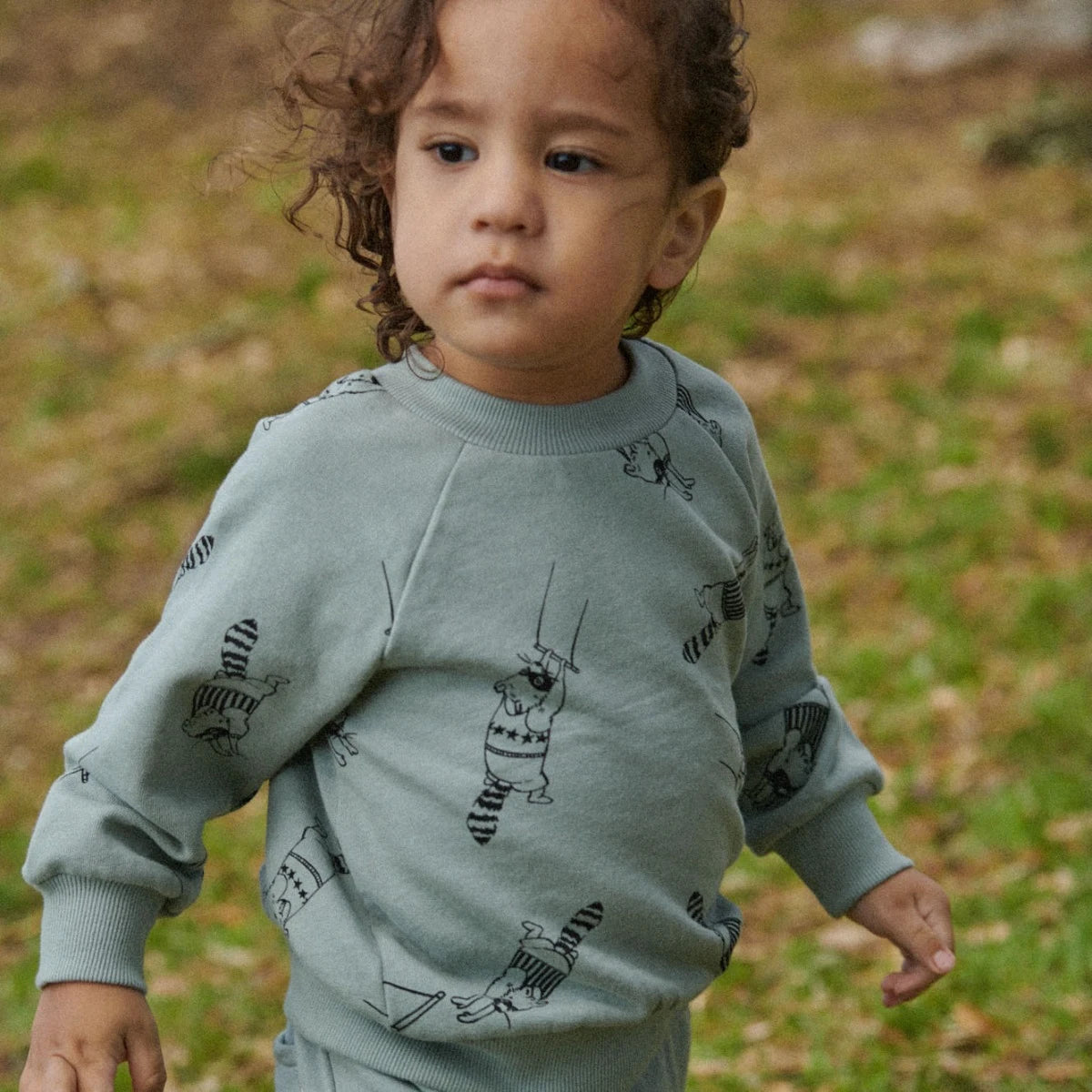 EMERSON SWEATER - Raccoon Rhapsody Print | Nature Baby