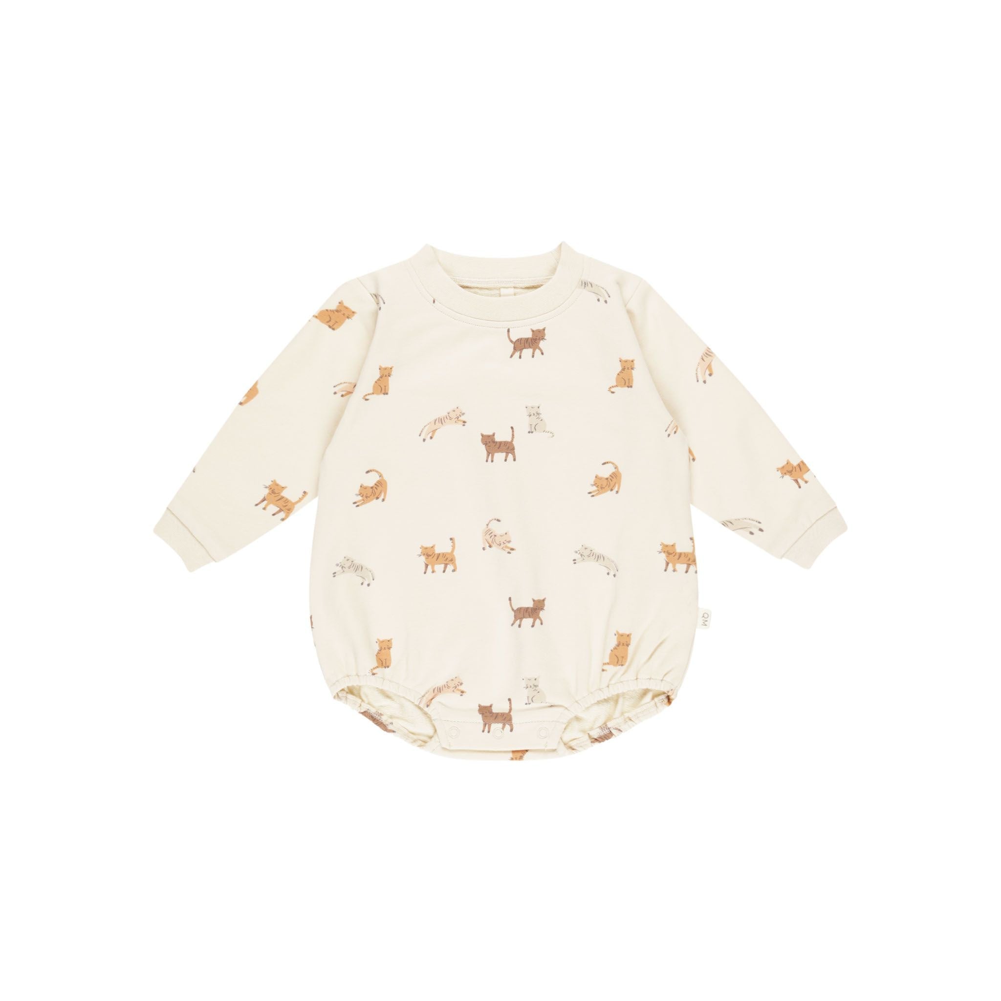 Crewneck Bubble Romper || Cats - NATURAL | Quincy Mae