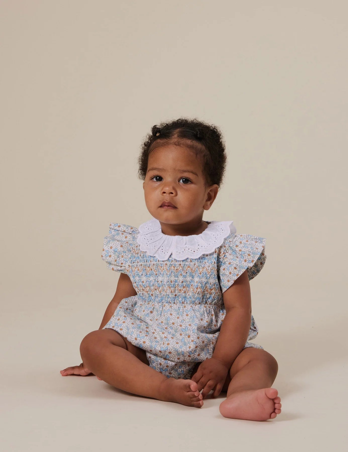 LANI SMOCKED ROMPER SUNNY FLORAL | Goldie + Ace