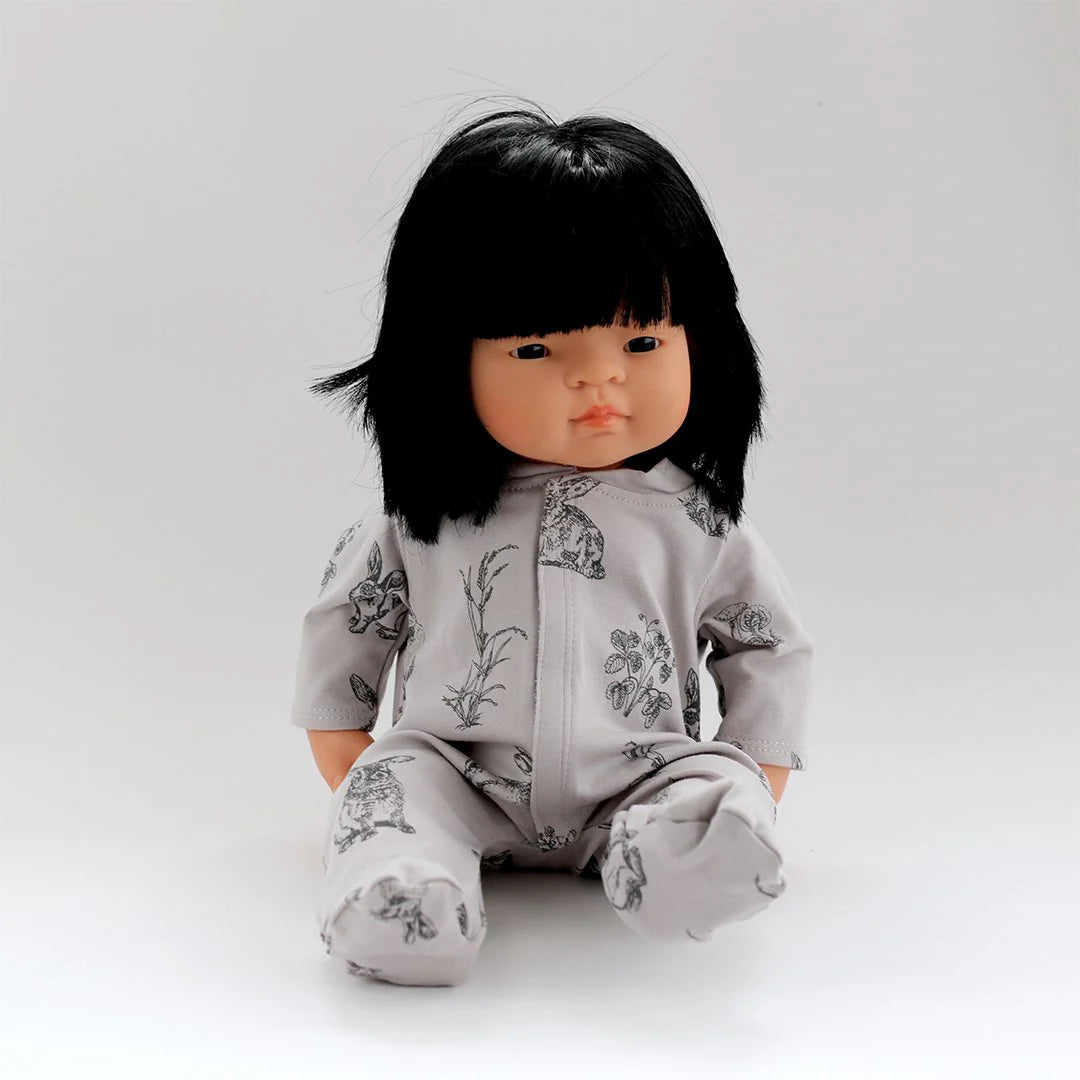 Grey Burrowers Sleep Suit - 38cm Doll | Burrow & Be