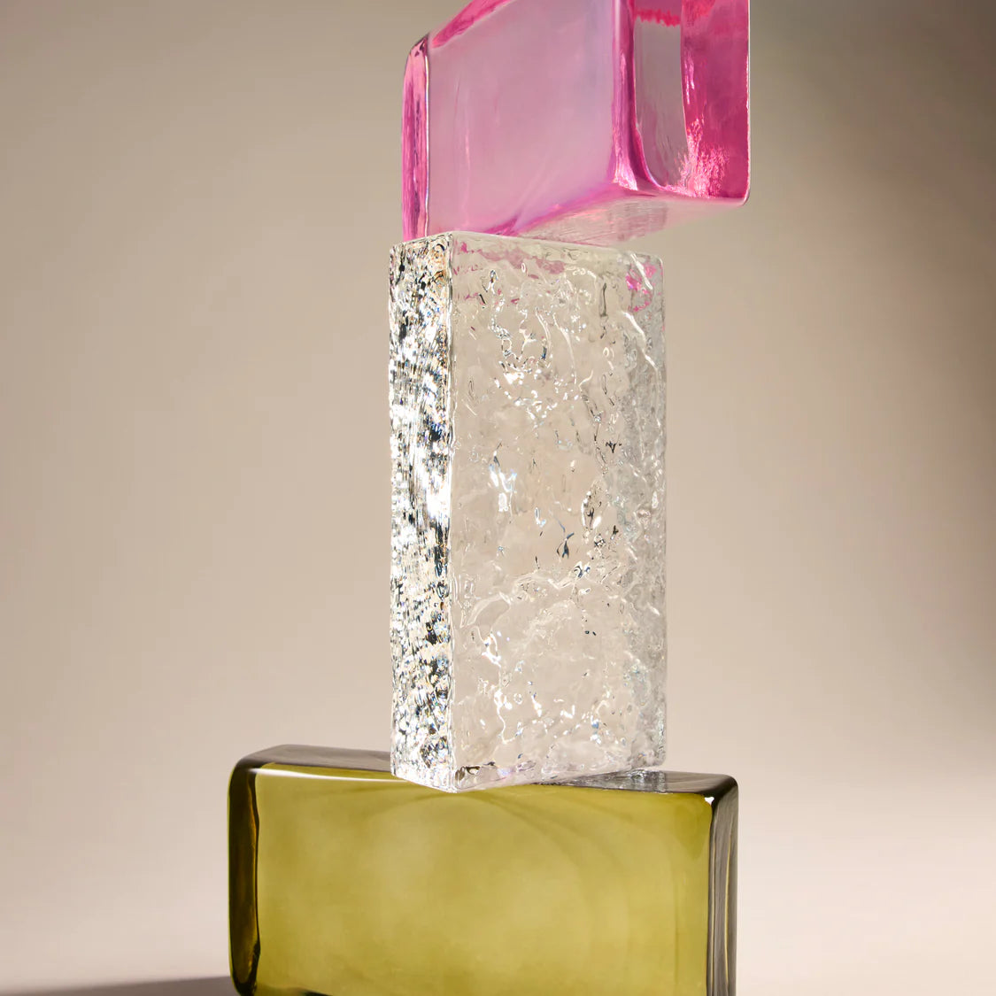 Bernard Glass Brick Sculpture Pink | Amalfi