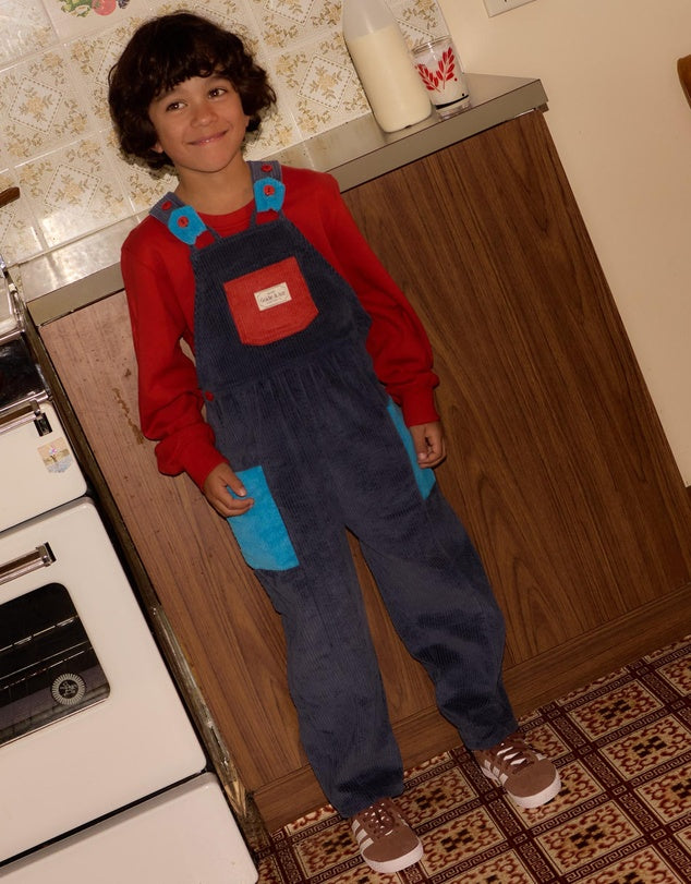 SAMMY CORDUROY COLOUR BLOCK OVERALLS | Goldie + Ace