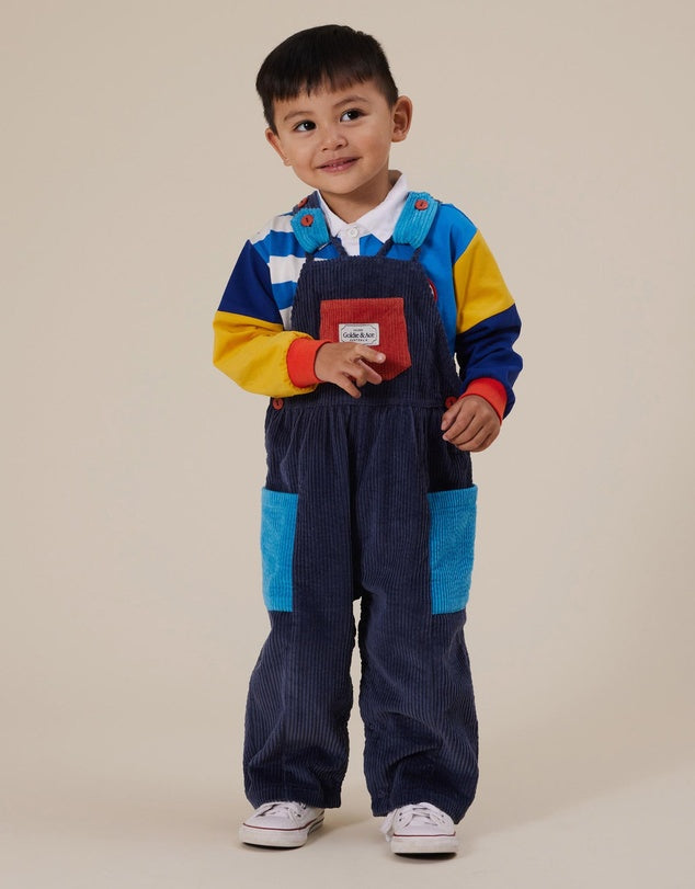 SAMMY CORDUROY COLOUR BLOCK OVERALLS | Goldie + Ace