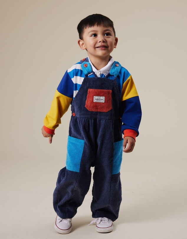 SAMMY CORDUROY COLOUR BLOCK OVERALLS | Goldie + Ace