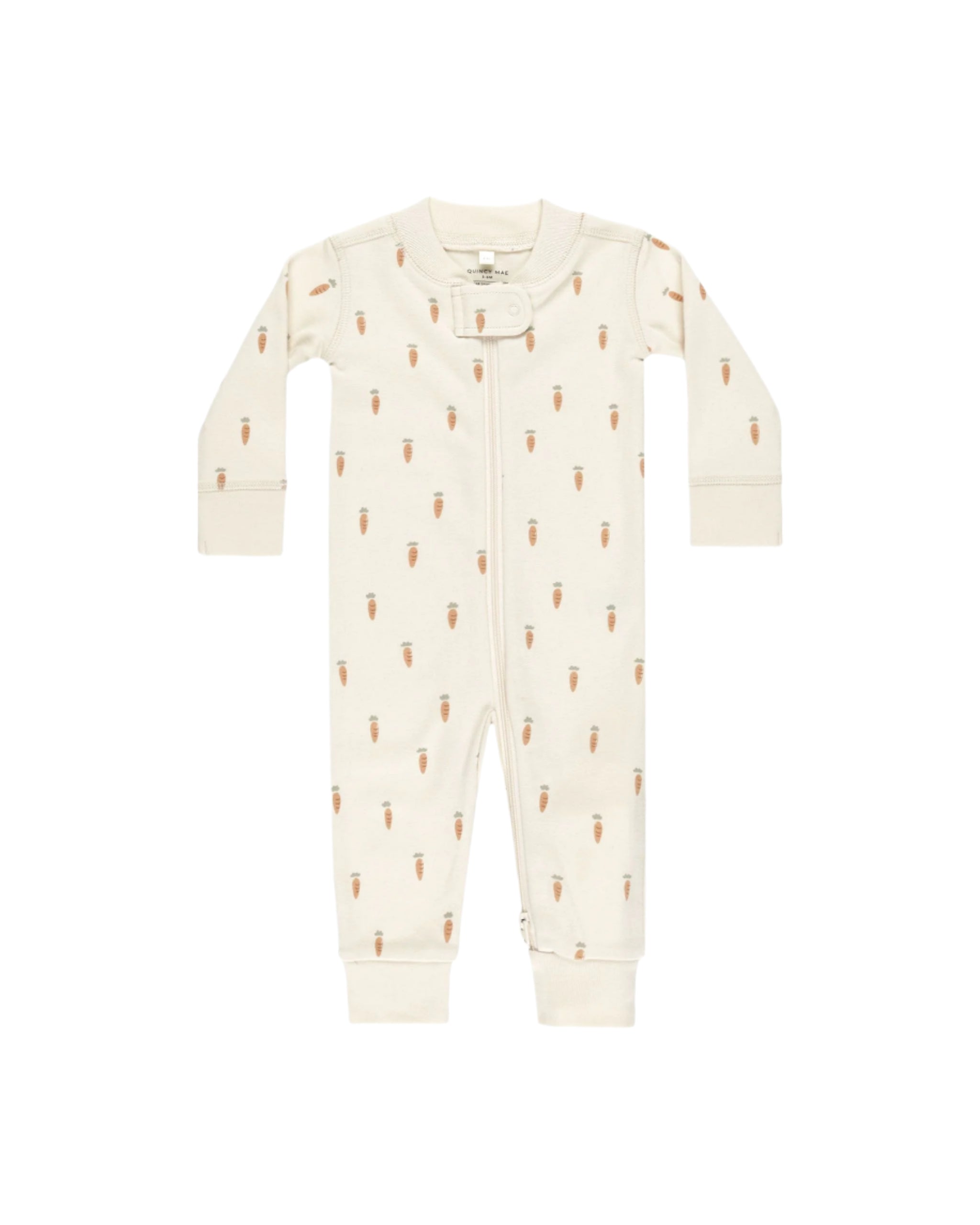 Zip Longsleeve Sleeper || Carrots - NATURAL | Quincy Mae