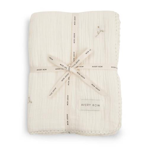 Embroidered Muslin Blanket | Avery Row