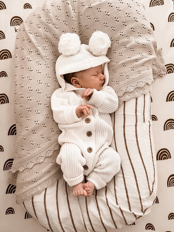 Knitted Cotton Classic Hoodie - Milk | Little B's