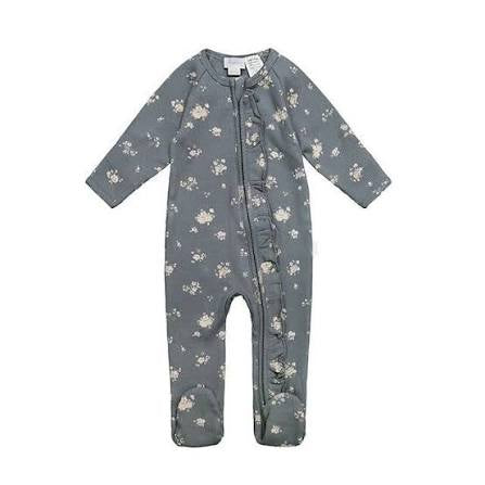 Organic Cotton Fine Rib Melanie Onesie - Petite Fleur Lava Smoke | Jamie Kay