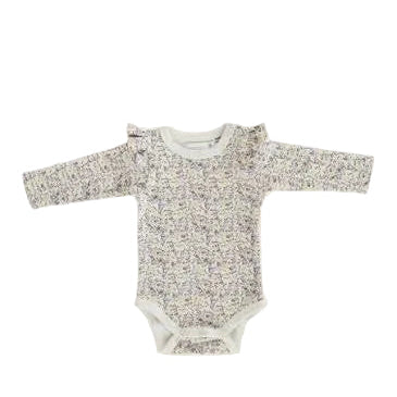 Organic Cotton Long Sleeve Frill Bodysuit - Summer Floral | Jamie Kay