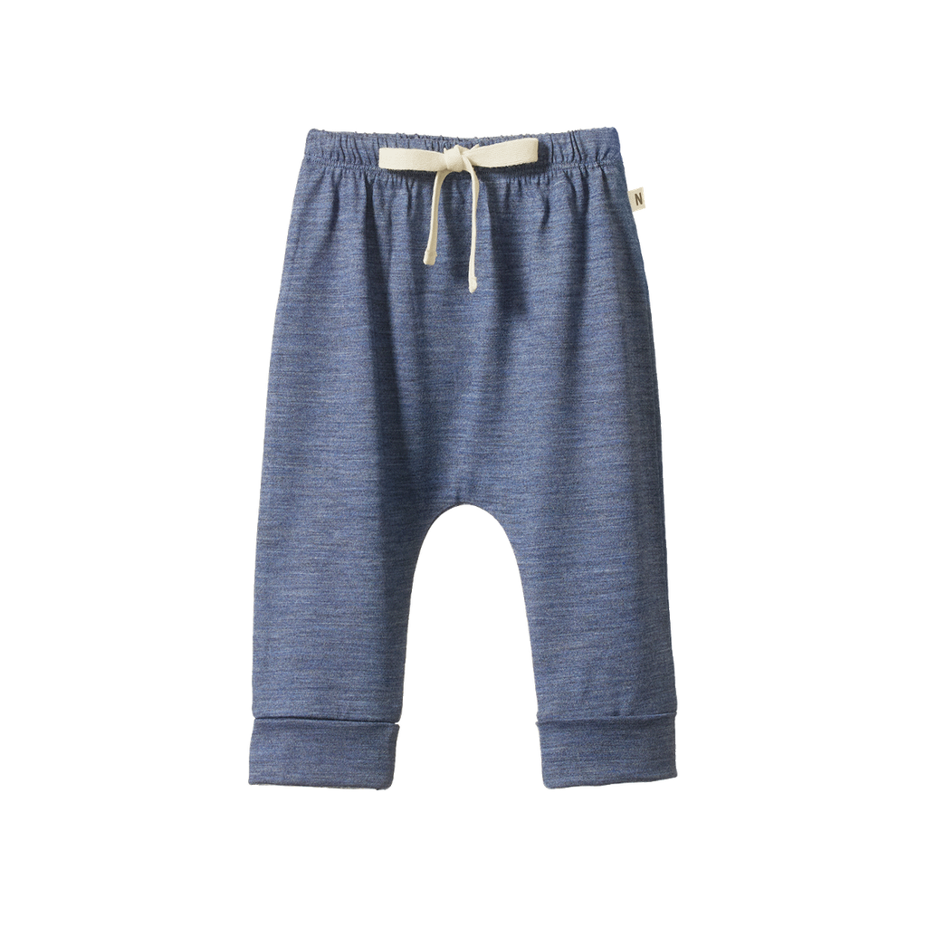 MERINO DRAWSTRING PANTS - Vintage Indigo Marl | Nature Baby