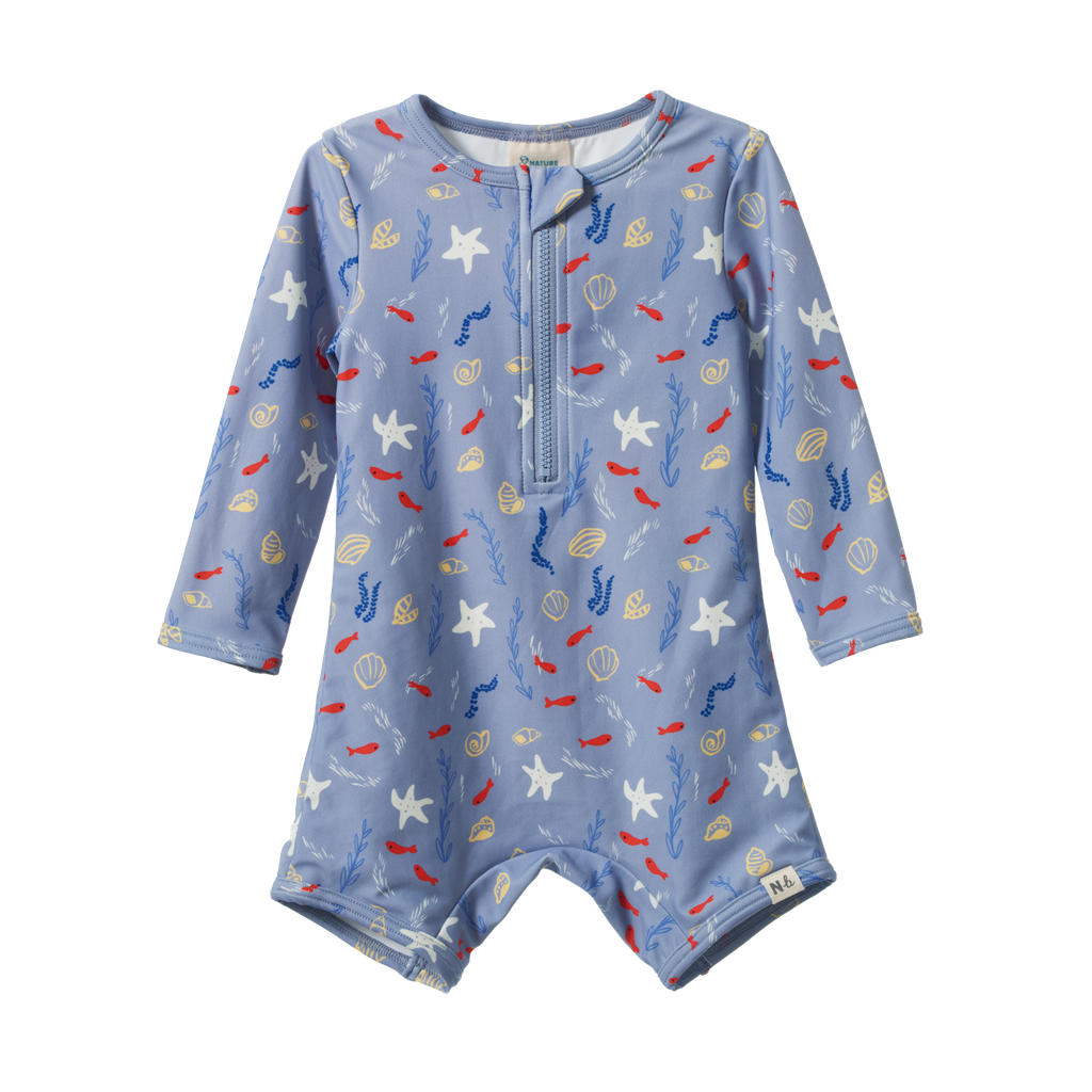 ONE PIECE BATHING TRUNKS - Blue Snorkel Print | Nature Baby