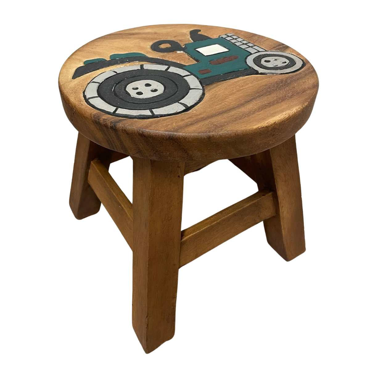 Wooden Kids Stool - Green Tractor | Barron Imports