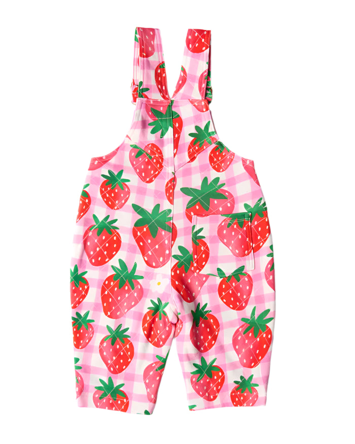 Strawberry Jam Organic Cotton Quilted Fleece Overalls | Kip & Co