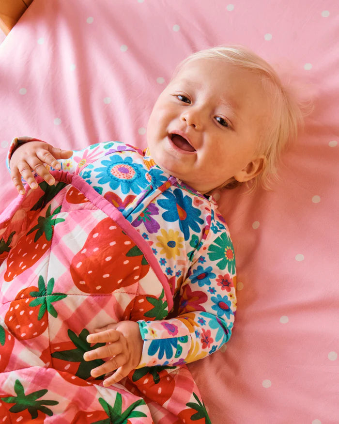 Strawberry Jam Organic Cotton Quilted Cot Bedspread Cot Kip & Co