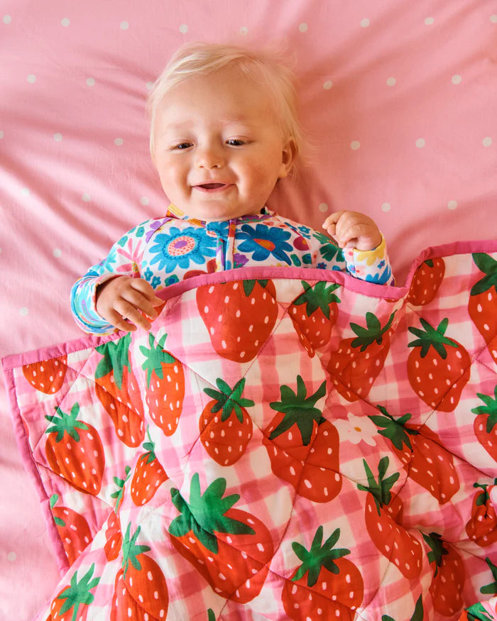 Strawberry Jam Organic Cotton Quilted Cot Bedspread Cot Kip & Co