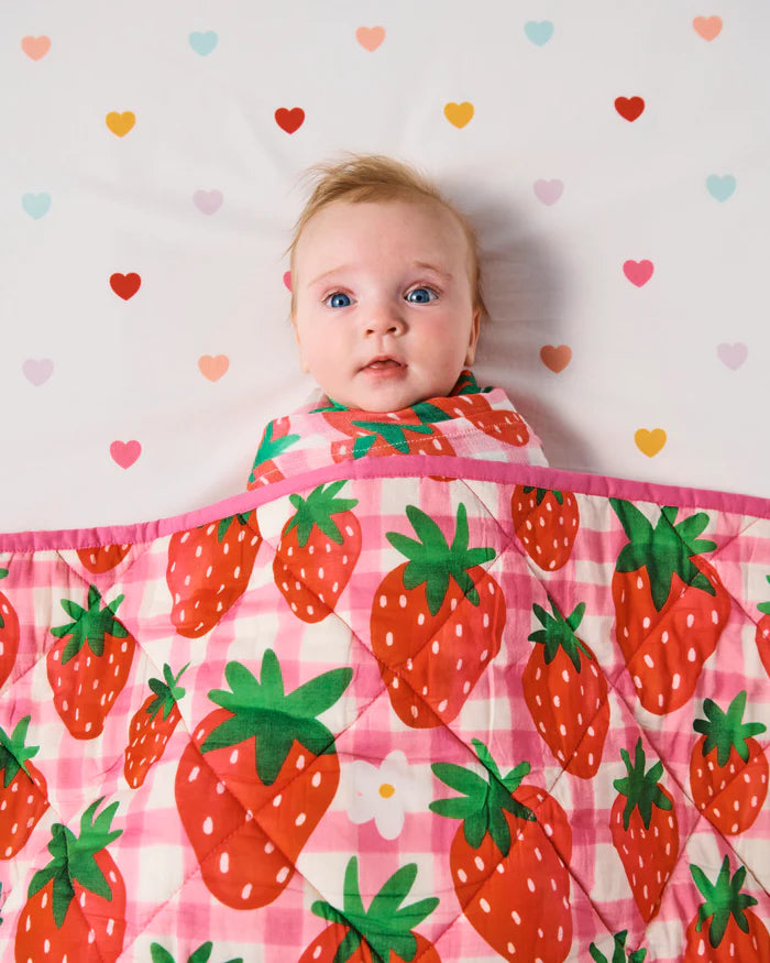 Strawberry Jam Organic Cotton Quilted Cot Bedspread Cot Kip & Co