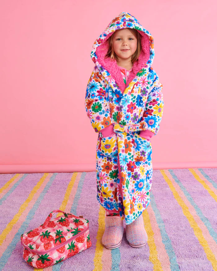 Rainbow Flowers Kuddle Kids Robe Large | Kip & Co