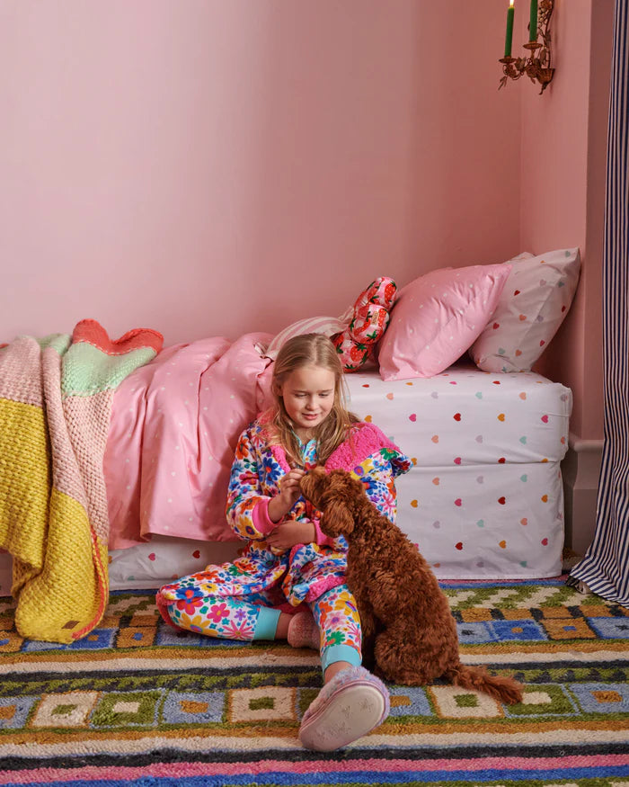 Rainbow Flowers Kuddle Kids Robe Large | Kip & Co
