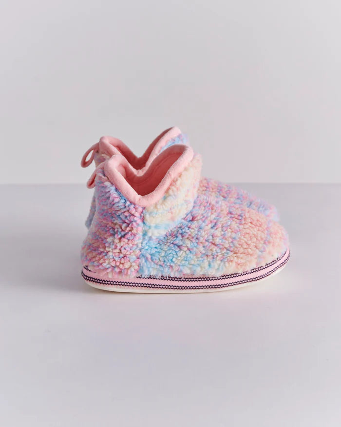 Pastel Dreams Tartan Sherpa Kids Ankle Boot | Kip & Co