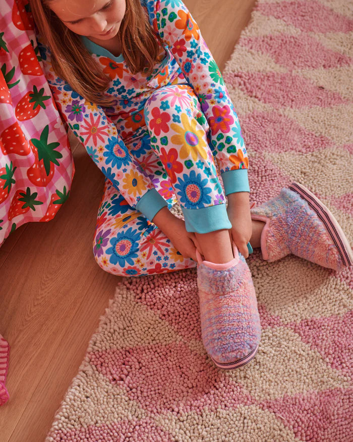 Pastel Dreams Tartan Sherpa Kids Ankle Boot | Kip & Co