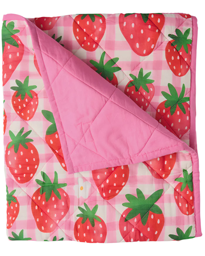 Strawberry Jam Organic Cotton Quilted Cot Bedspread Cot Kip & Co