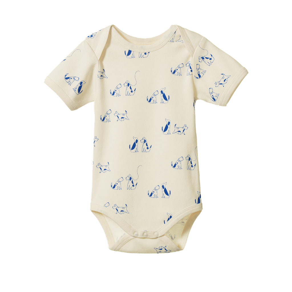 SHORT SLEEVE BODYSUIT - Dog Walk Print | Nature Baby
