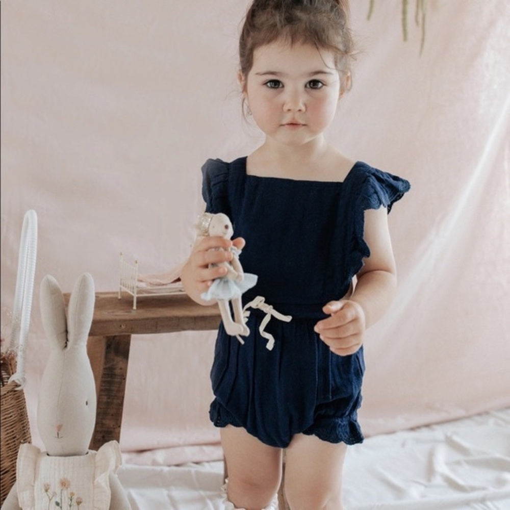 Cotton Muslin Evie Playsuit - Peacock | Jamie Kay