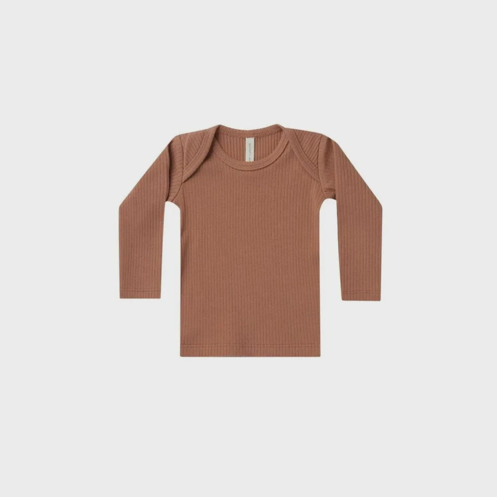 Ribbed Long Sleeve Tee - Amber | Quincy Mae