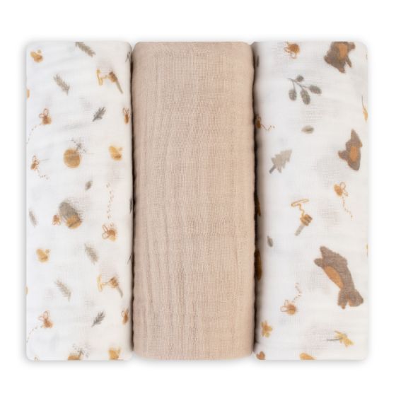 Muslin 3pk - Nectar Bear | The Little Linen Company