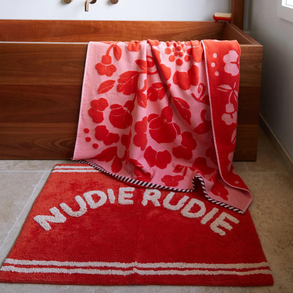 Elba Nudie Bath Mat - Cherry | Sage x Clare