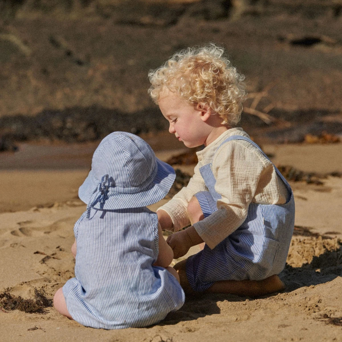 SUNHAT LINEN | Blue Stripe | Nature Baby
