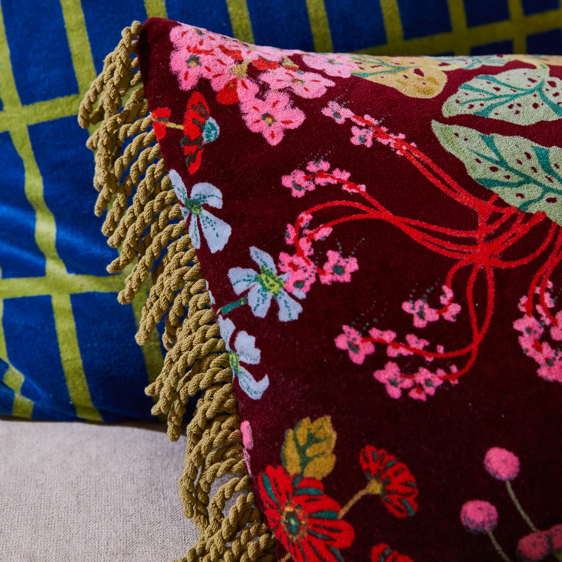 Genevieve Velvet Cushion - Feather Insert | Sage x Clare