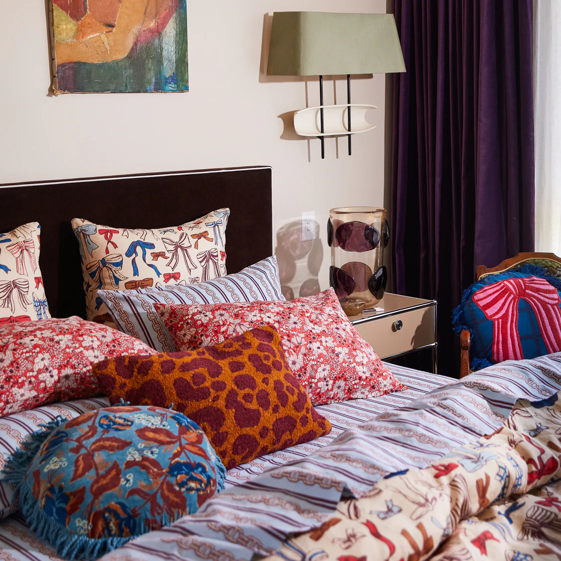 Evette Cotton Pillowcase Set - Scarlet Standard | Sage x Clare
