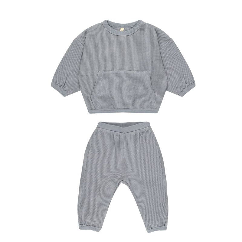 Waffle Slouch Set || Blue | Quincy Mae