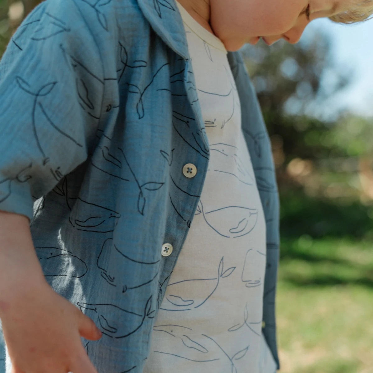 SEREN SET MUSLIN || BLUE WHALE PRINT | Nature Baby