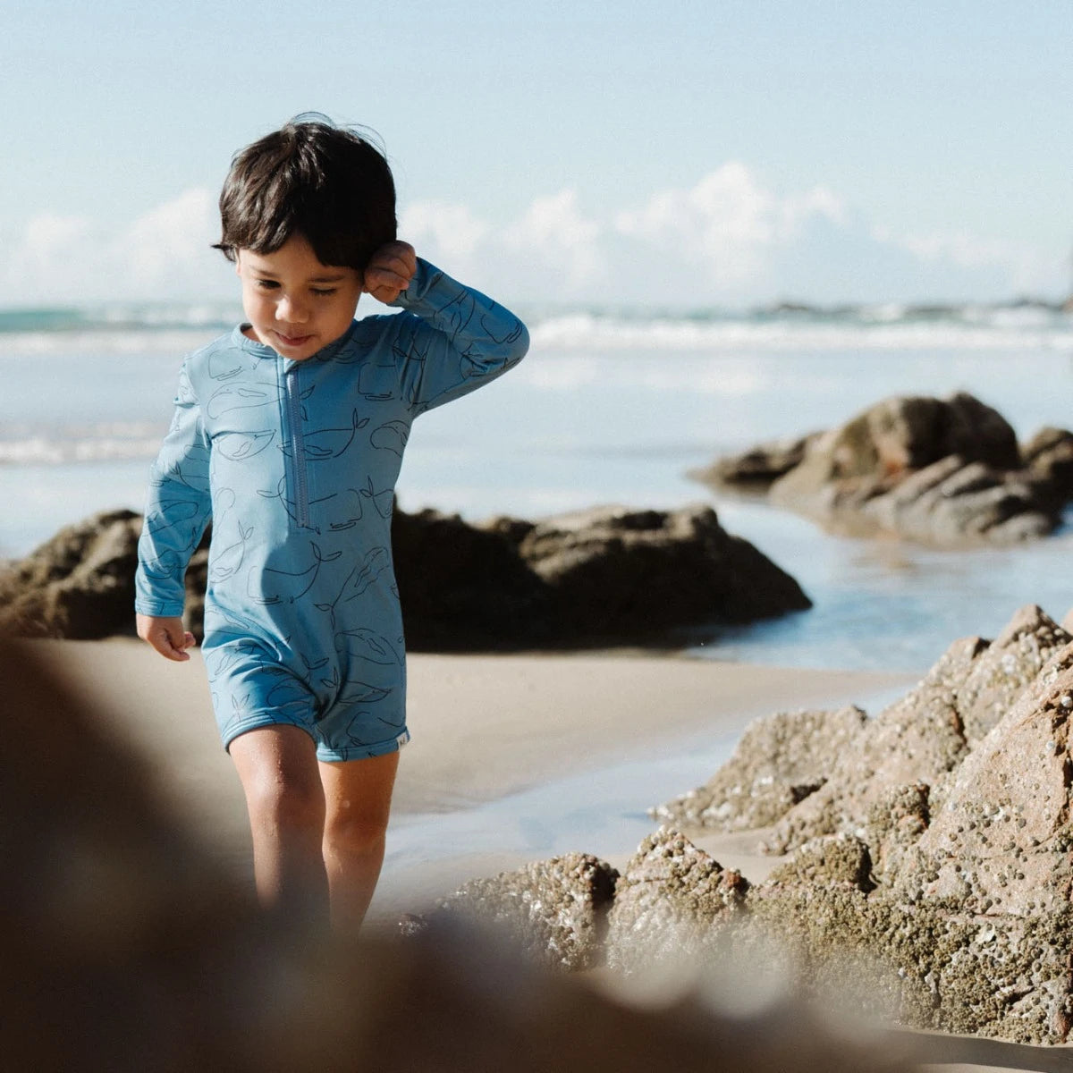 ONE PIECE BATHING TRUNKS || BLUE WHALE PRINT | Nature Baby