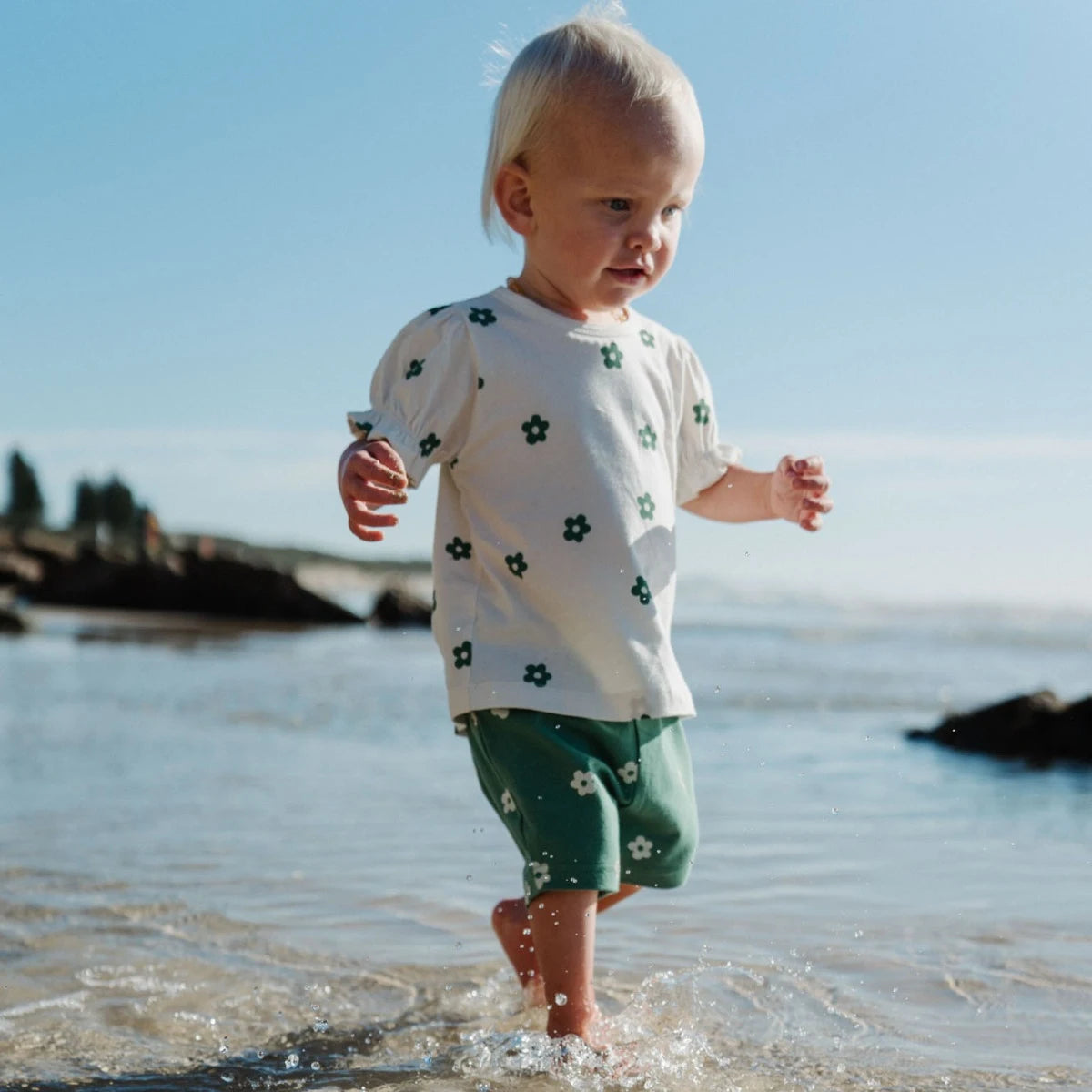 SELBY SHORTS || FLORA PEPPERMINT PRINT | Nature Baby