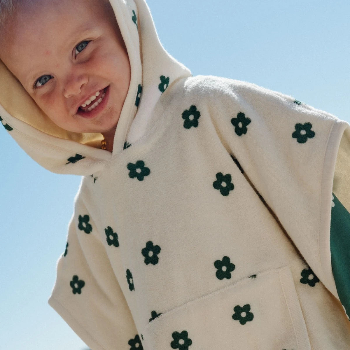ORGANIC COTTON PONCHO TOWEL || FLORA NATURAL PRINT | Nature Baby